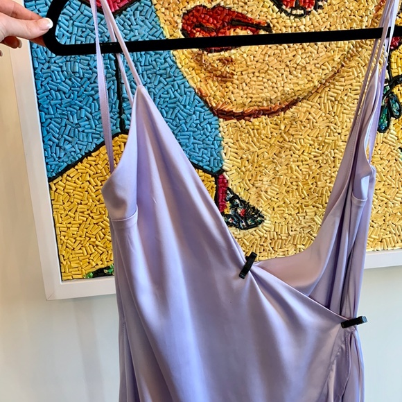 PRIVACY PLEASE Lavender Silk Wrap Dress (S) - Picture 3 of 8